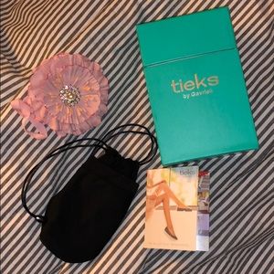 Tieks pink flower, box, drawstring bag